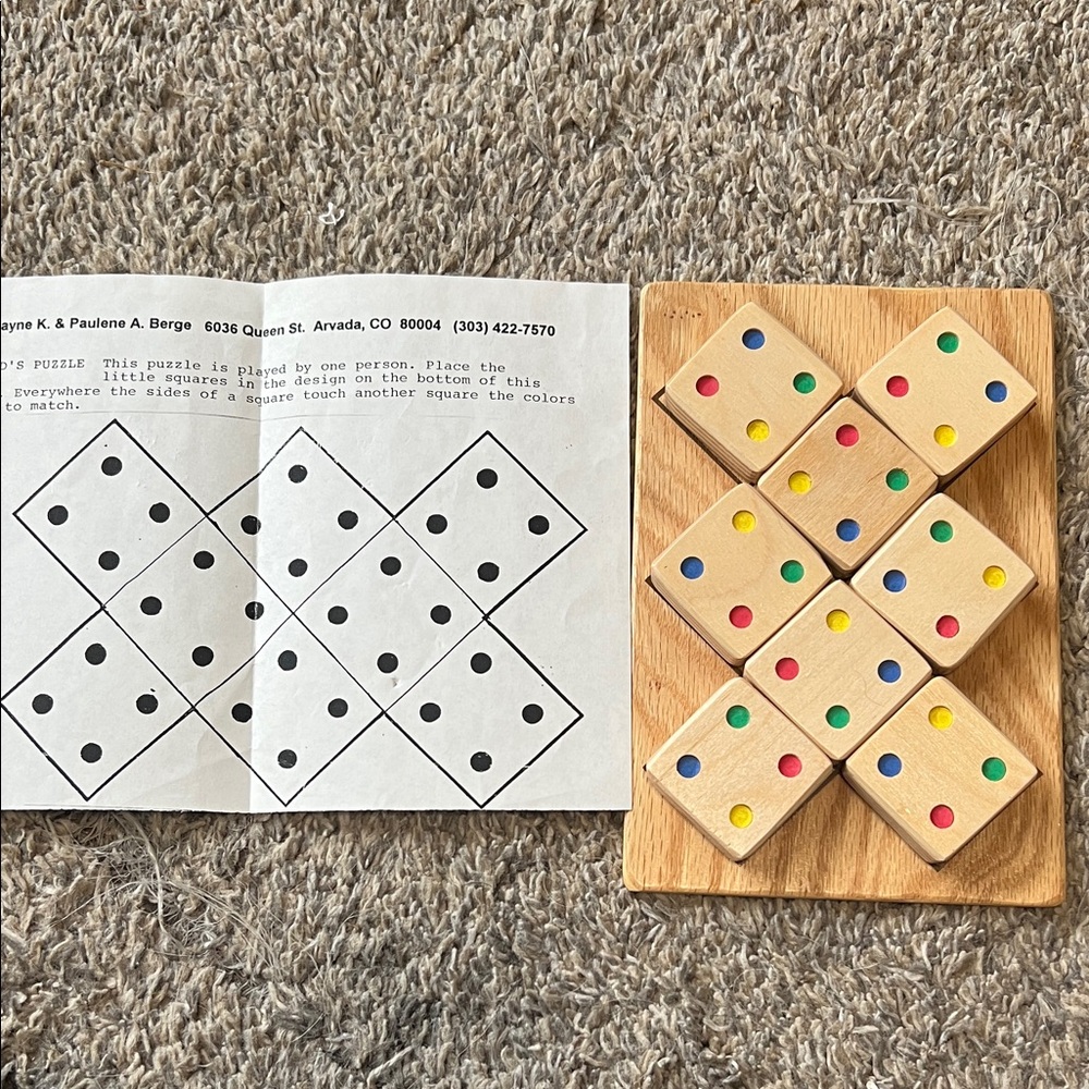 Wooden Puzzle Game with Color Dots - Natural